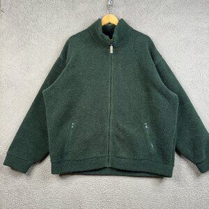 GANT USA Rugged Fleece Sweater XL Green Deep Pile Heavyweight Sherpa Full Zip